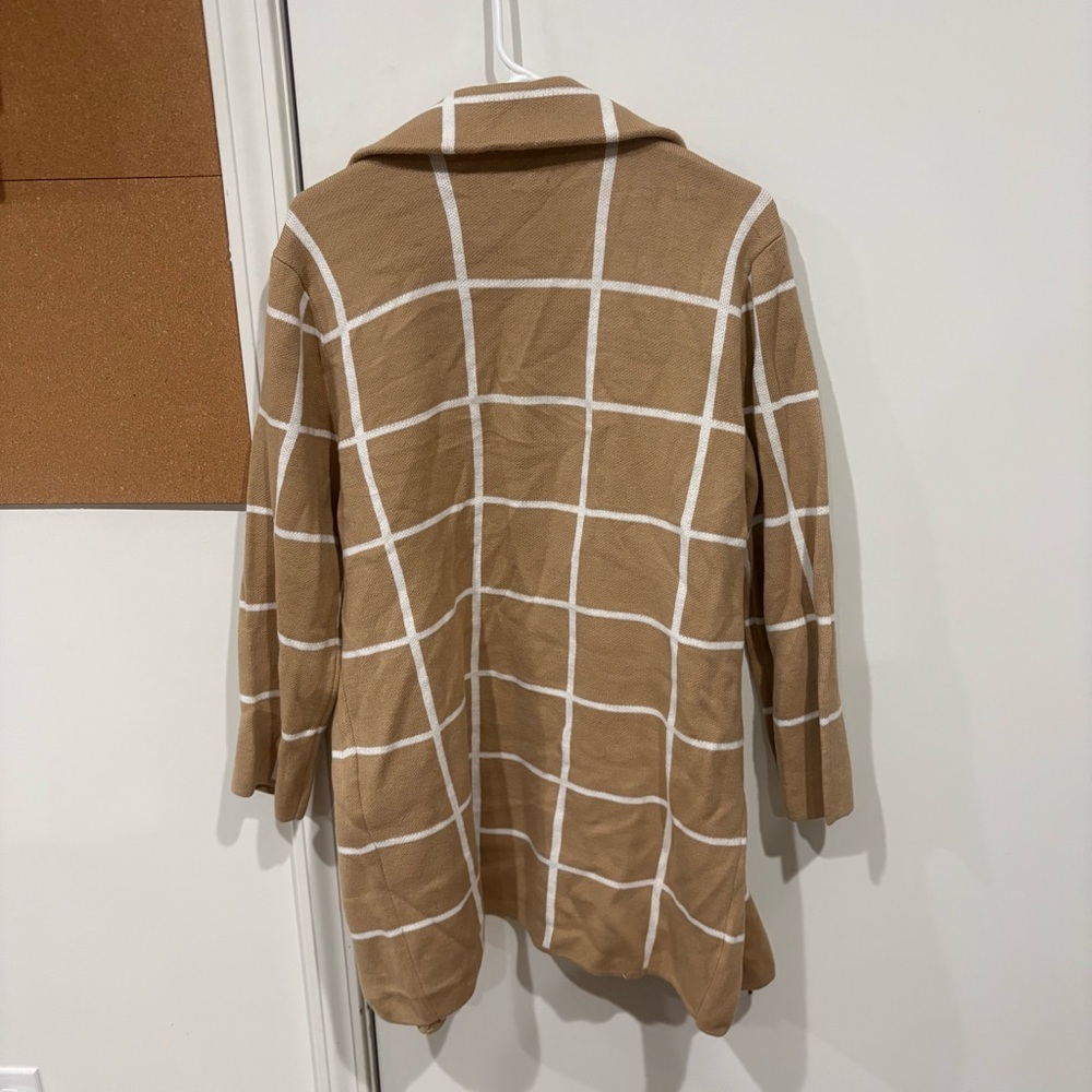 Anne Klein Tan Plaid Cardigan Size L - Picture 4 of 4